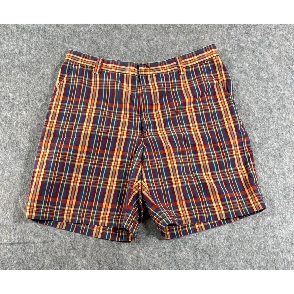 Abercrombie & Fitch Men's Chino Shorts Size 12 Mid Rise Multi-Color Plaid Casual